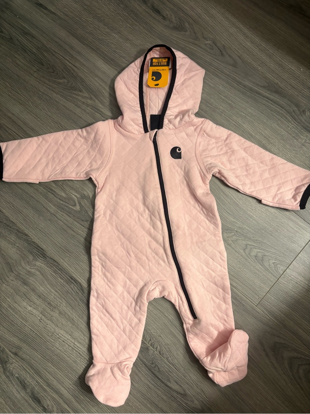 Carhartt Light Pink Quilted Hooded Footed One-Piece